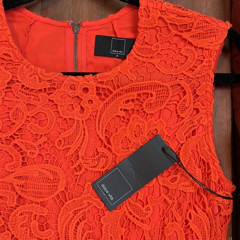Dolce Vita - Jie Scroll Lace Dress in Bright Orange - Small - Picture 2 of 2
